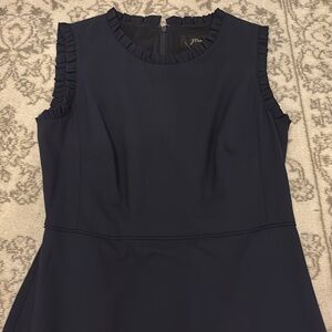NWT J. Crew navy blue Ruffle Trim Dress